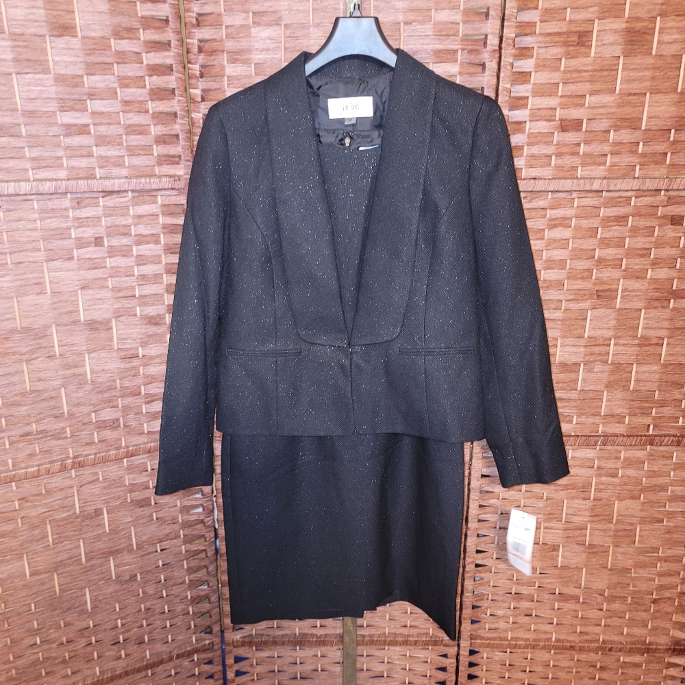 LeSuit 2 Piece Dress And Blazer Set Black Shimmer